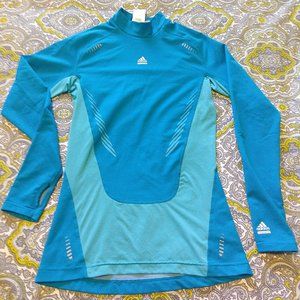 Adidas, medium, turquoise, Techfit Climawarm mock turtleneck training baselayer.